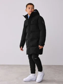 Schoolkleding|Jassen En Jacks|Baker by Ted Baker - regenbestendige gewateerde lange jas Zwart