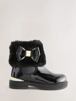 Boots|Baker by Ted Baker - - Meisjeslaarzen met imitatiebont en strik Zwart