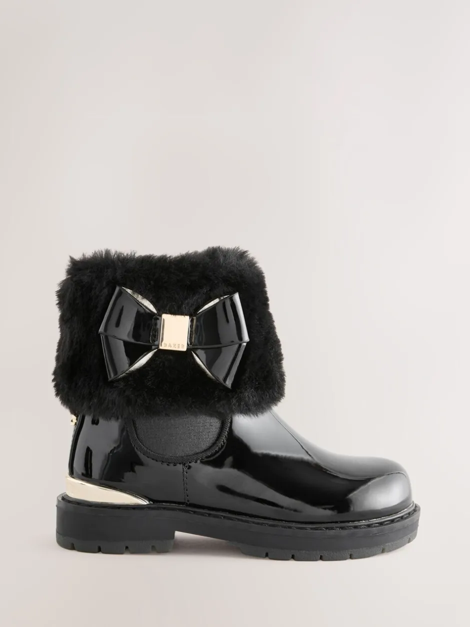 Boots|Baker by Ted Baker - - Meisjeslaarzen met imitatiebont en strik Zwart