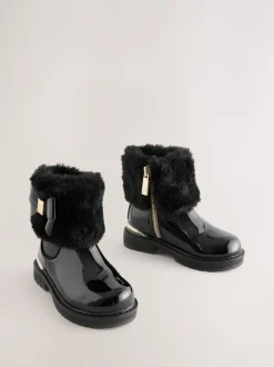 Boots|Baker by Ted Baker - - Meisjeslaarzen met imitatiebont en strik Zwart