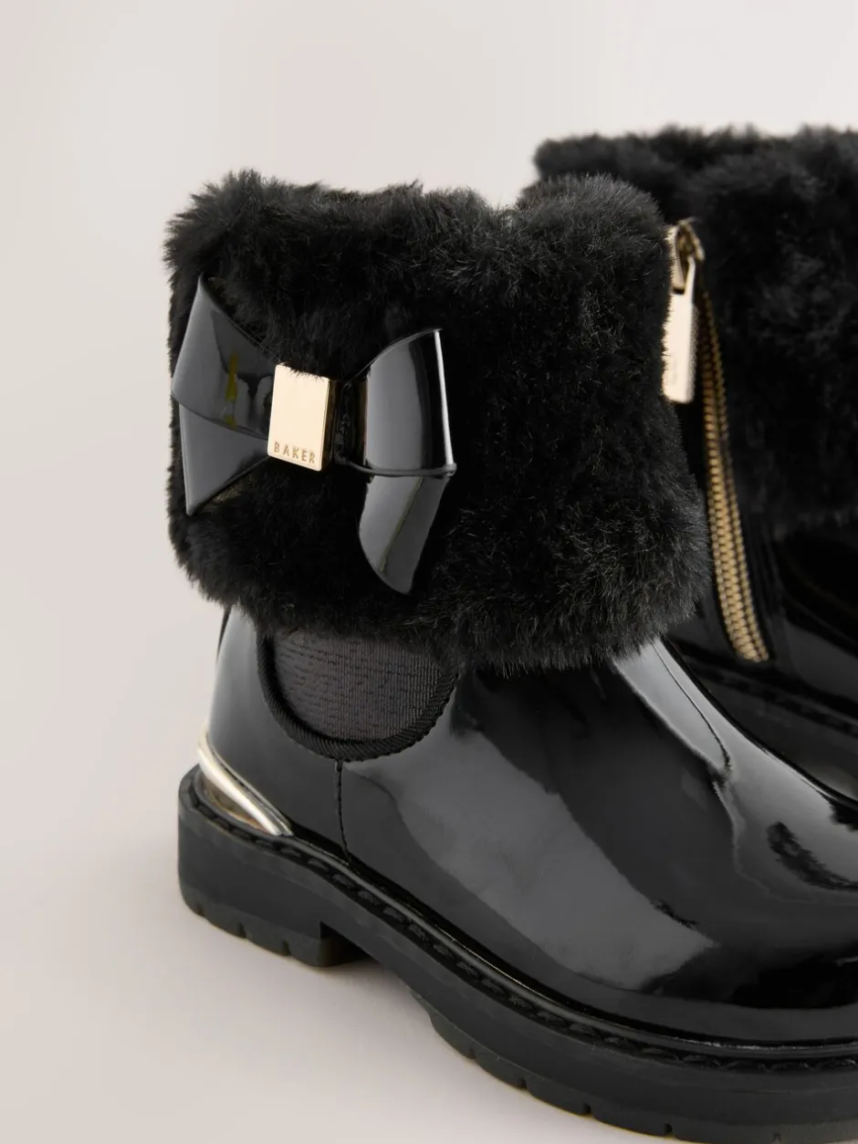 Boots|Baker by Ted Baker - - Meisjeslaarzen met imitatiebont en strik Zwart