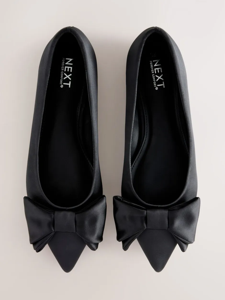 Lage Schoenen|Next - Ballerina's met spitse neus en strik Zwart
