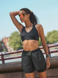 Beha's|Sportkleding|Next - B-GG Active Sports high impact Dry Tech-sportbeha met rits aan de voorkant Zwart