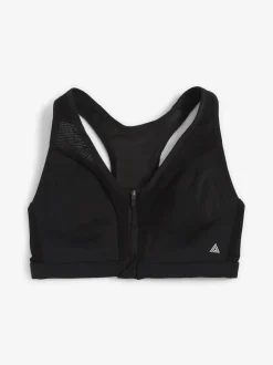 Beha's|Sportkleding|Next - B-GG Active Sports high impact Dry Tech-sportbeha met rits aan de voorkant Zwart