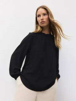 Blouses En Overhemden|Tops En T-Shirts*Next Zwart - Blouse met V-hals en lange mouwen