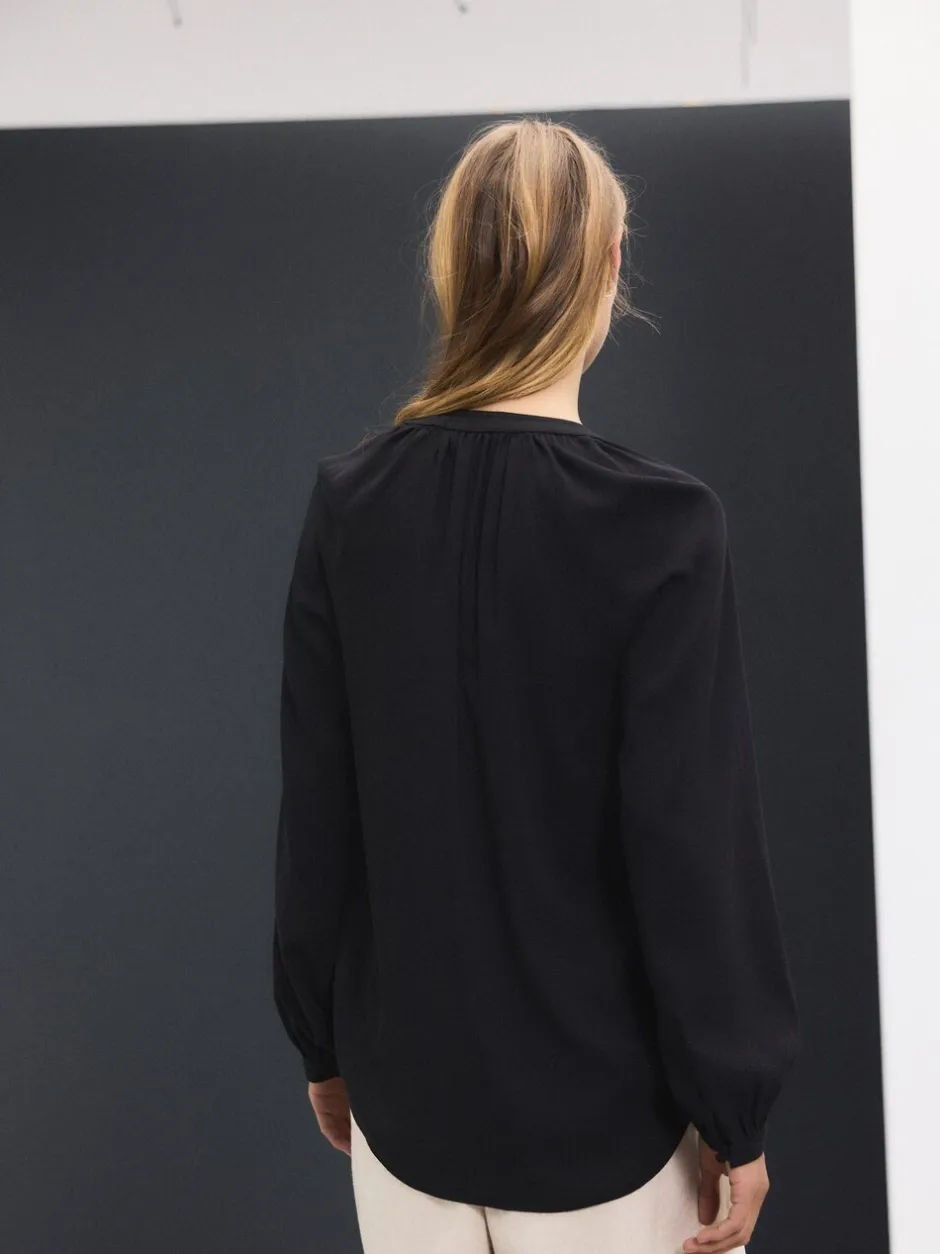 Blouses En Overhemden|Tops En T-Shirts*Next Zwart - Blouse met V-hals en lange mouwen