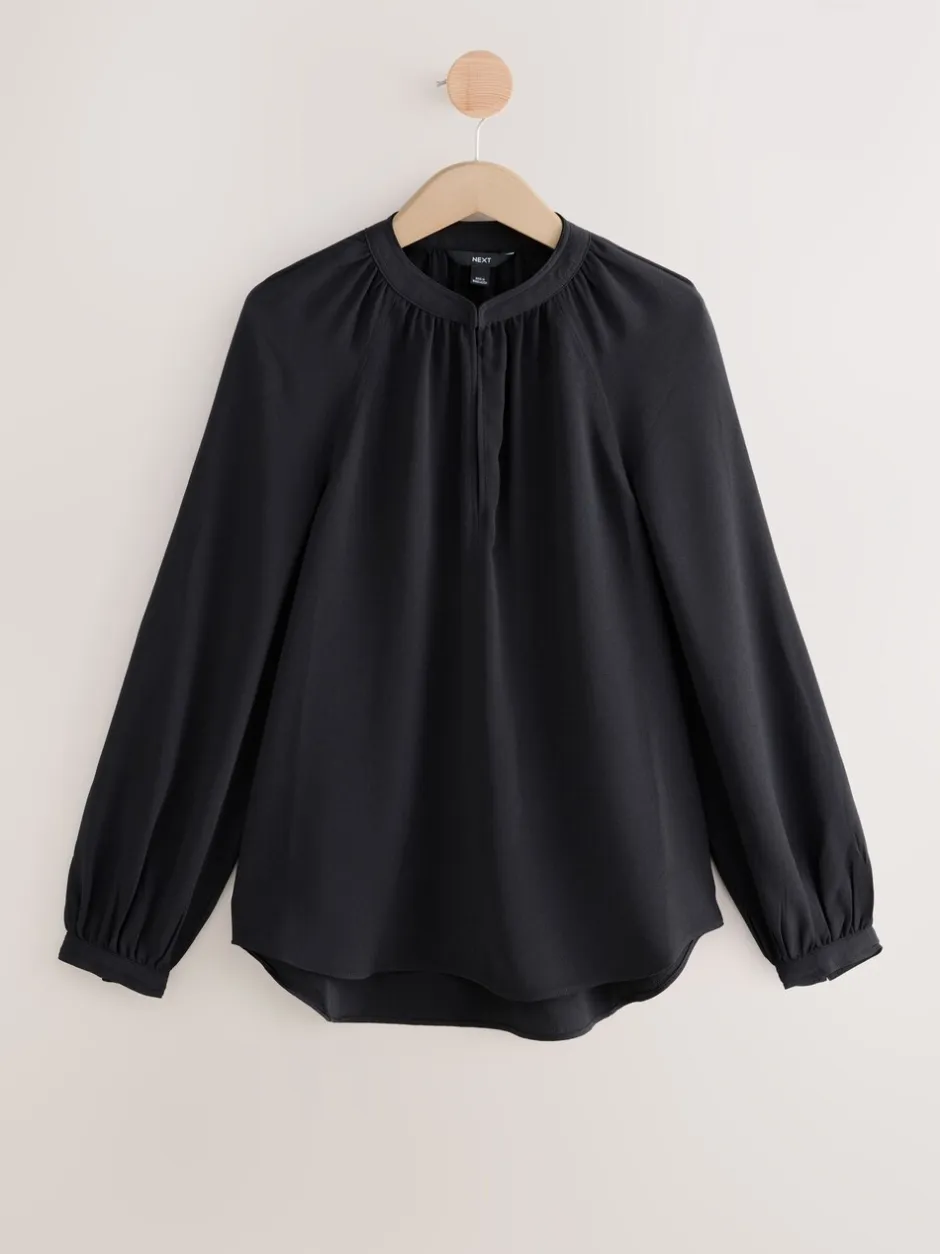 Blouses En Overhemden|Tops En T-Shirts*Next Zwart - Blouse met V-hals en lange mouwen