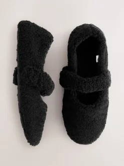 Pantoffels*Next Zwart - Borg Ballet Slippers