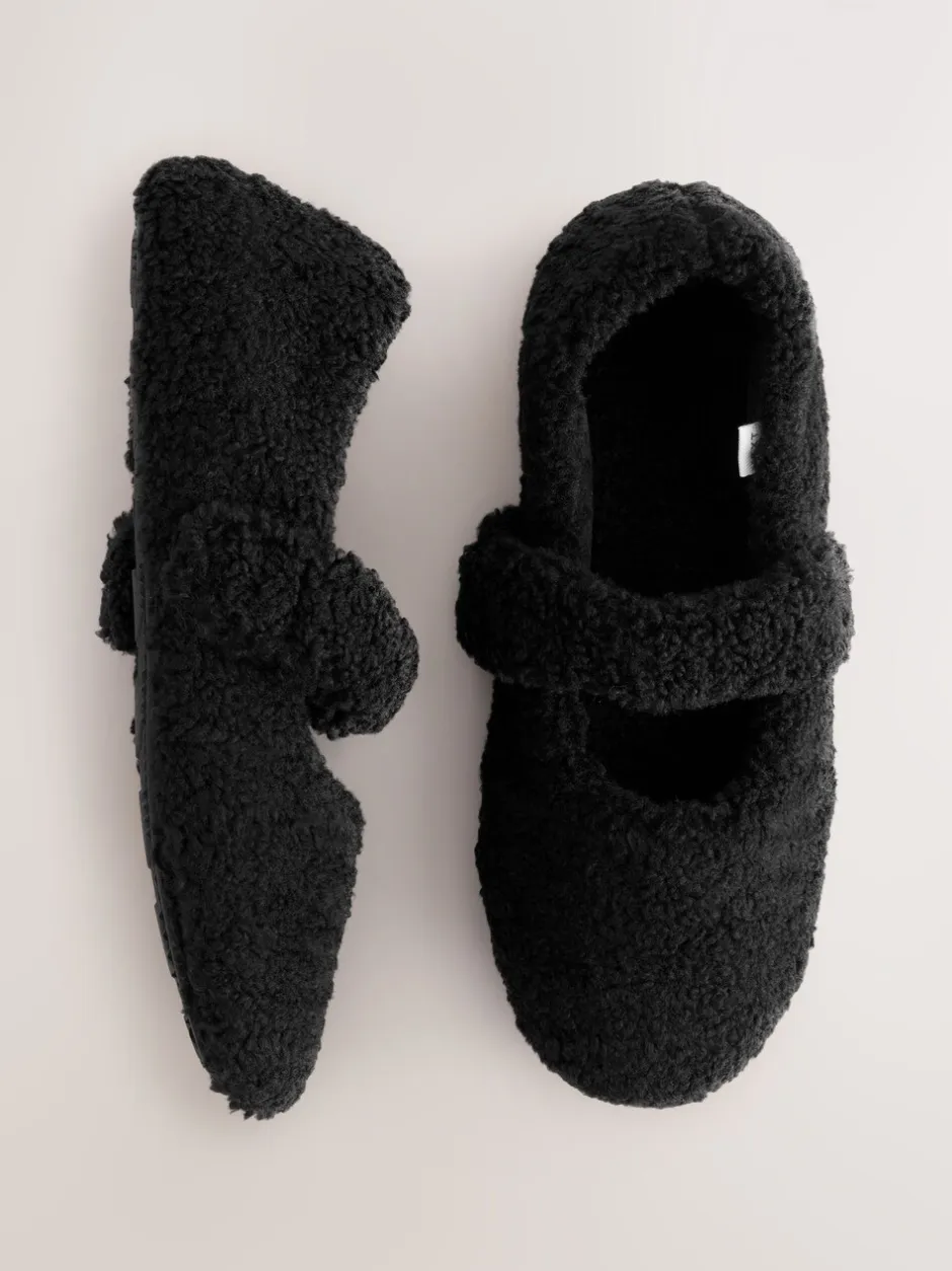 Pantoffels*Next Zwart - Borg Ballet Slippers