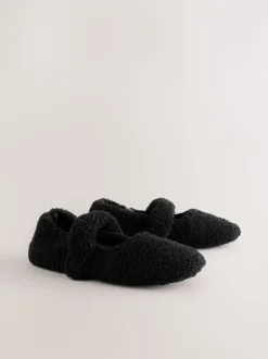Pantoffels*Next Zwart - Borg Ballet Slippers