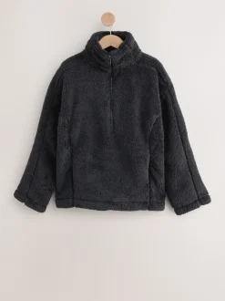 Hoody's En Sweatshirts*Next Zwart - Borg fleece met korte rits
