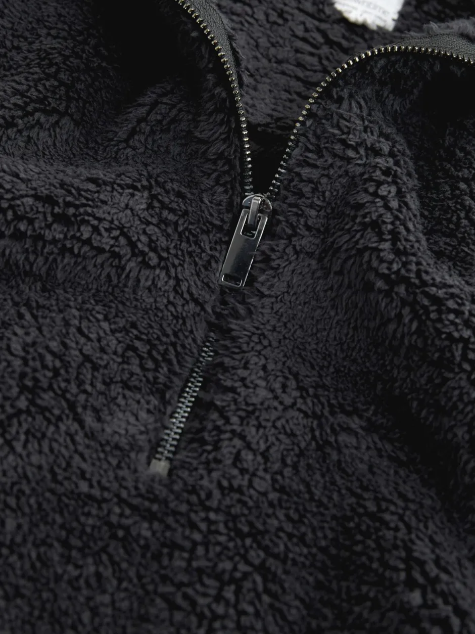 Hoody's En Sweatshirts*Next Zwart - Borg fleece met korte rits