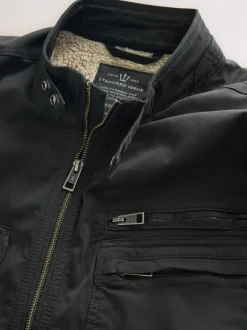 Jassen En Jacks|Next - Borg Lined Zip Through Funnel Jacket Zwart
