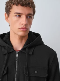 Sweaters En Hoody´S|Sweaters En Hoody´S|Next - Borg overshirt met fleecevoering Zwart