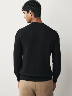 Gebreide Kleding|BOSS Zwart - Anion Regular Fit gebreide trui van kasjmierblend met logopatch