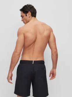 Badkleding*BOSS - Gevoerde zwembroek met walvis-logo Zwart