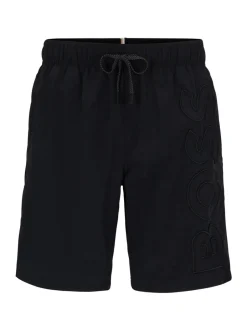 Badkleding*BOSS - Gevoerde zwembroek met walvis-logo Zwart
