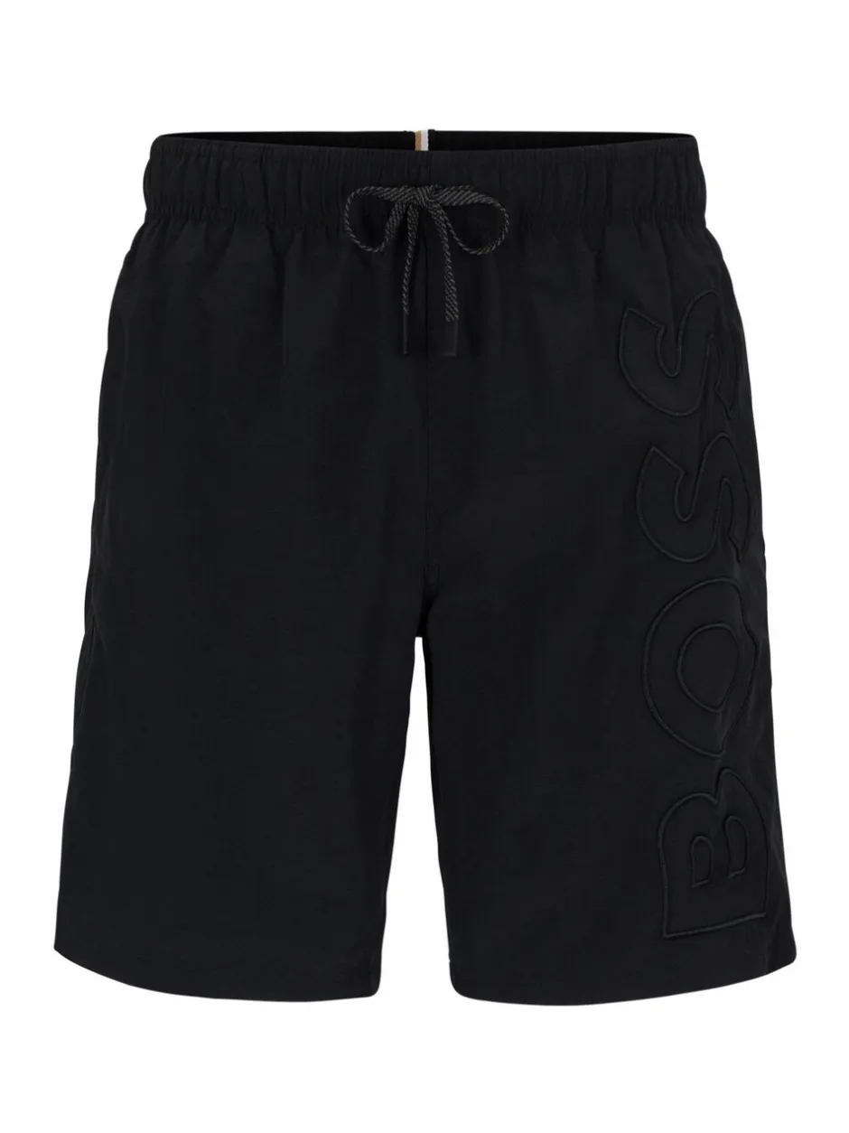 Badkleding*BOSS - Gevoerde zwembroek met walvis-logo Zwart