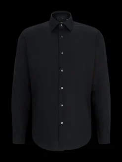Formele Overhemden*BOSS - Joe Regular fit stretchy poplin Oxford-overhemd Zwart