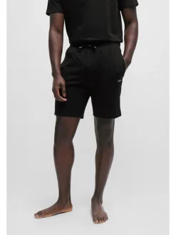 Shorts*BOSS Zwart - Regular-Fit stretchy Short met Logo