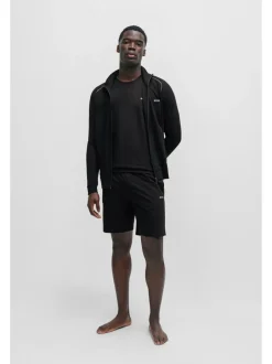 Shorts*BOSS Zwart - Regular-Fit stretchy Short met Logo