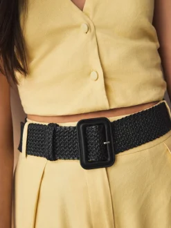 Ceintuurs*Next Zwart - Brede riem met raffia-effect