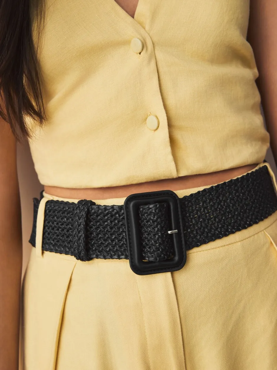 Ceintuurs*Next Zwart - Brede riem met raffia-effect