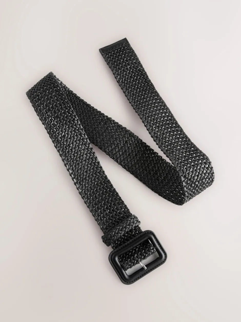Ceintuurs*Next Zwart - Brede riem met raffia-effect