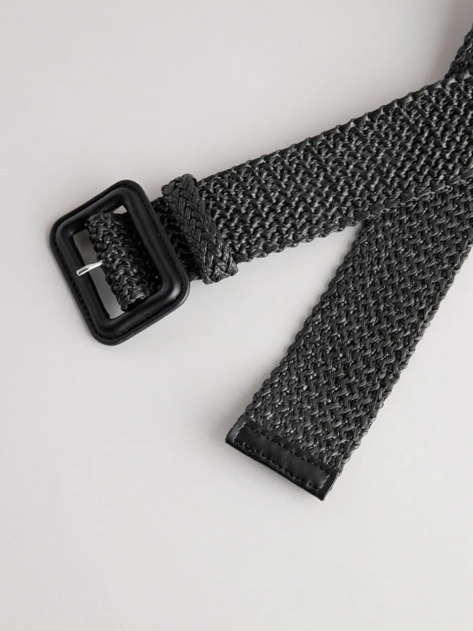 Ceintuurs*Next Zwart - Brede riem met raffia-effect