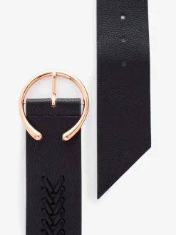 Ceintuurs|Next - Brede riem met vlechtdetail Zwart