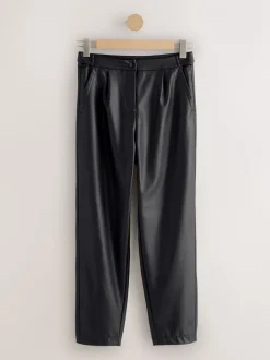 Broeken*Next - Broek met benen van imitatieleer Zwart