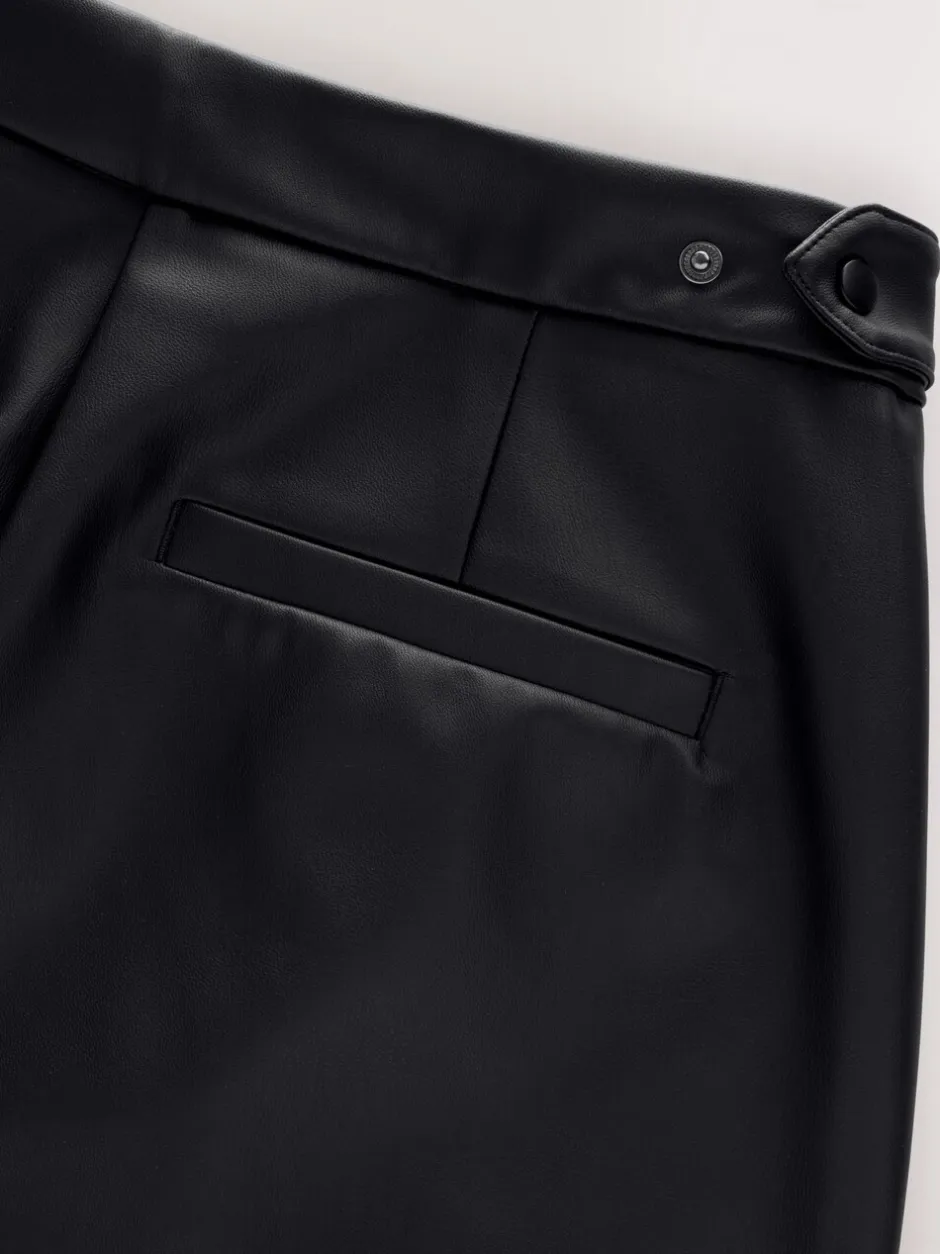Broeken*Next - Broek met benen van imitatieleer Zwart