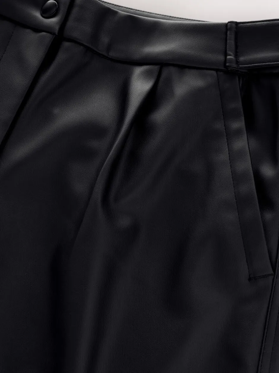 Broeken*Next - Broek met benen van imitatieleer Zwart