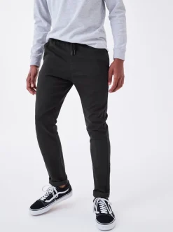 Schoolkleding|Broeken En Chino's|Next - Broek met geribde elastische taille (3-16 jr) Zwart