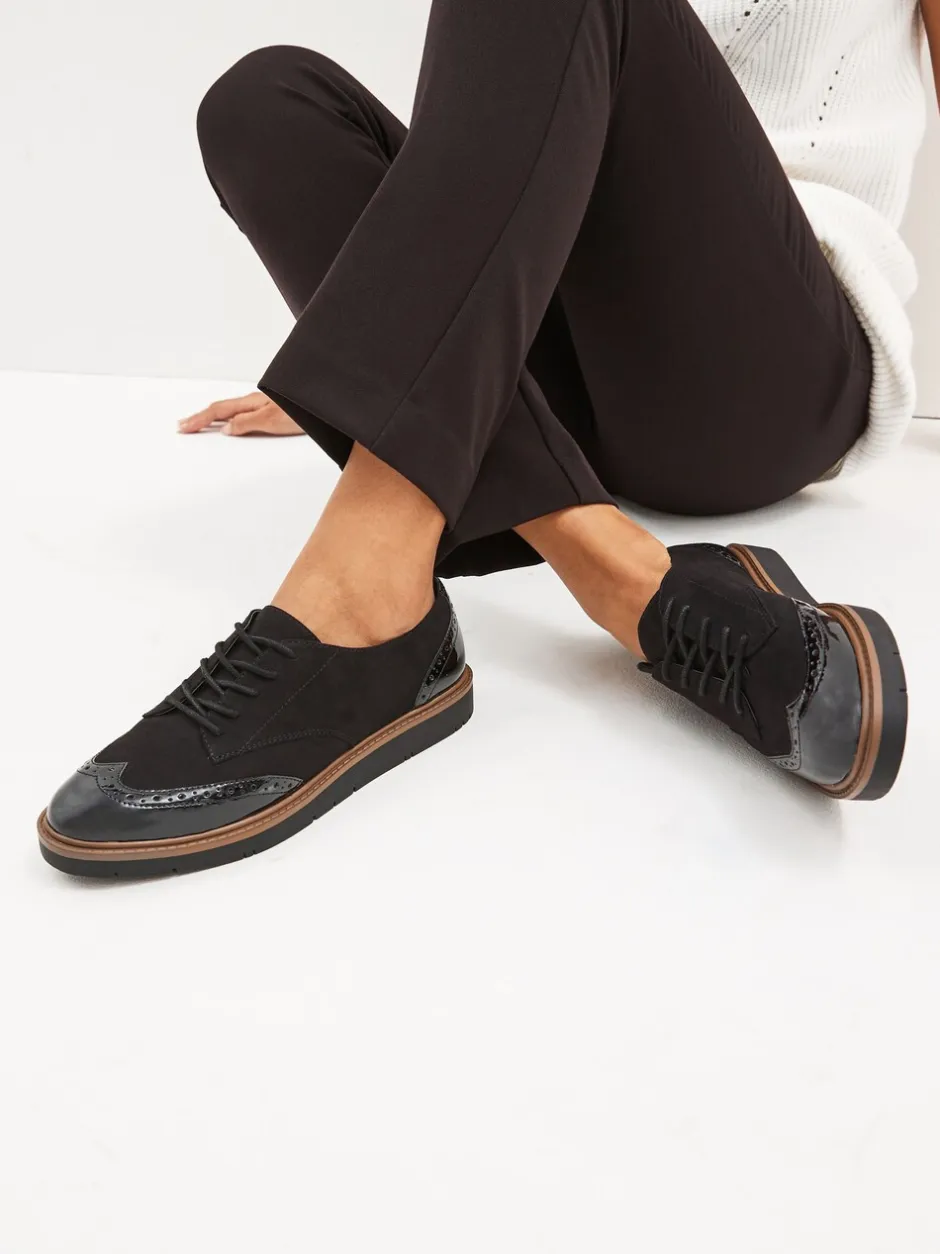 Ruimvallend En Extraruimvallend|Lage Schoenen*Next - Brogue Lace Up Chunky Sole Shoes Zwart