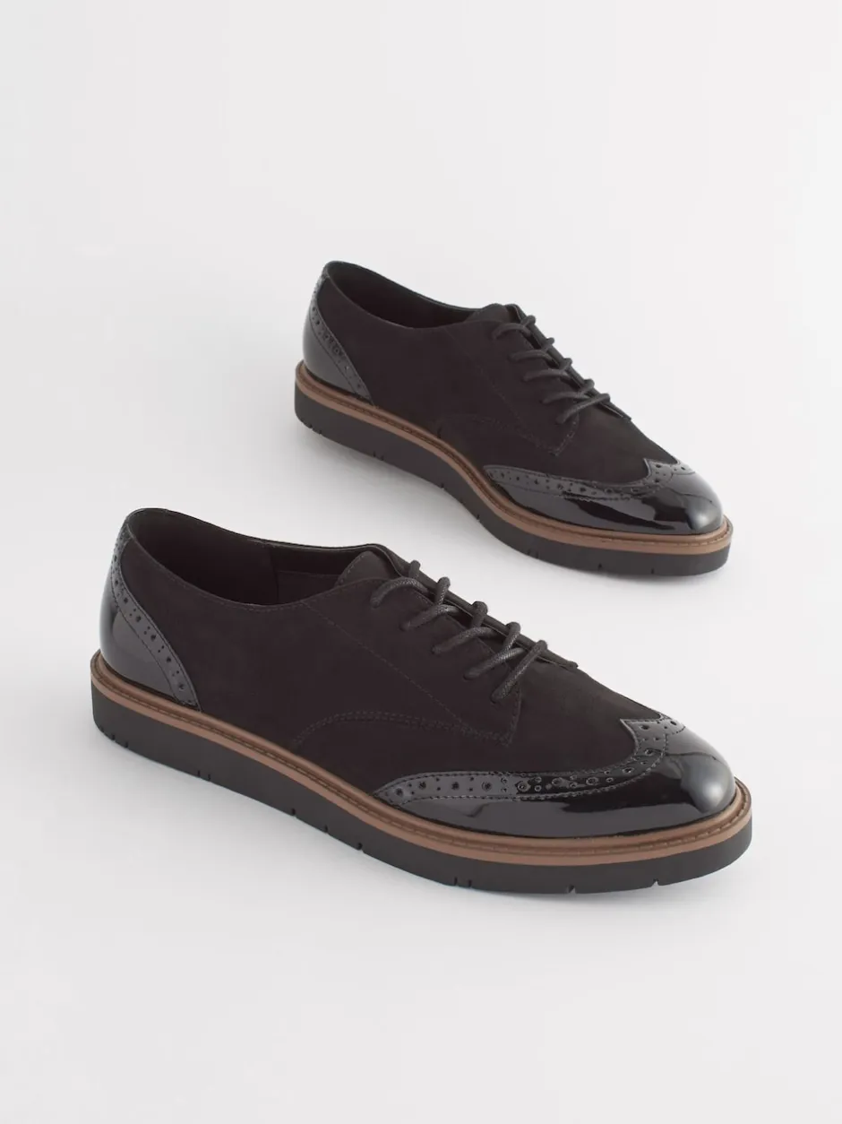 Ruimvallend En Extraruimvallend|Lage Schoenen*Next - Brogue Lace Up Chunky Sole Shoes Zwart