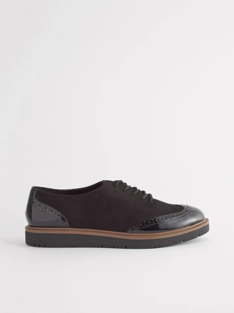 Ruimvallend En Extraruimvallend|Lage Schoenen*Next - Brogue Lace Up Chunky Sole Shoes Zwart