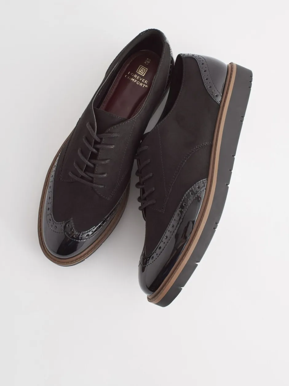 Ruimvallend En Extraruimvallend|Lage Schoenen*Next - Brogue Lace Up Chunky Sole Shoes Zwart