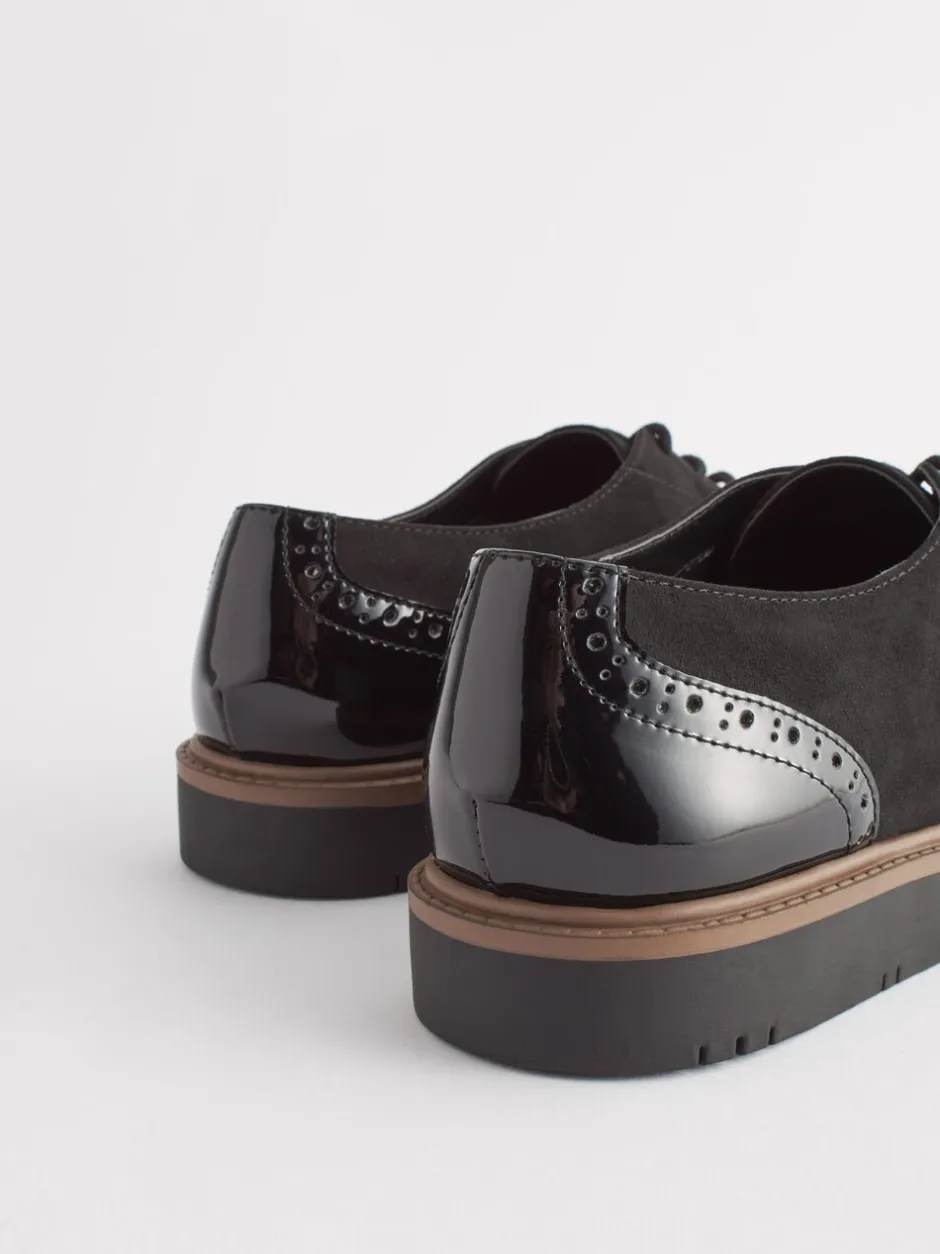 Ruimvallend En Extraruimvallend|Lage Schoenen*Next - Brogue Lace Up Chunky Sole Shoes Zwart