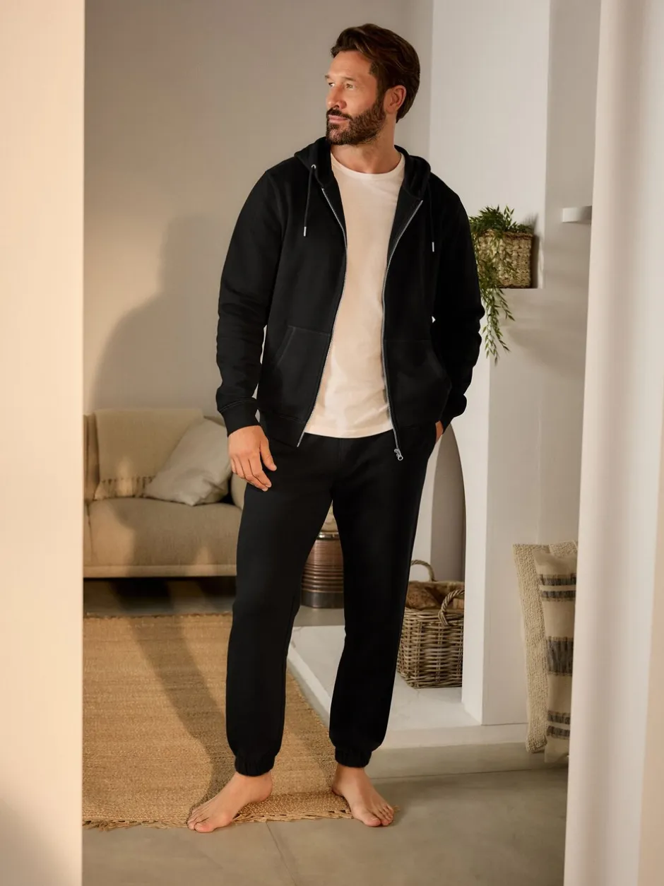 Joggingbroeken|Loungewear|Next - Brushback Heavyweight Open Joggers Zwart