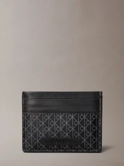 Portemonnees|Calvin Klein - Allover Monogram Logo Card Holder Zwart