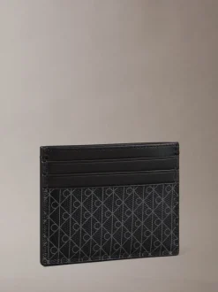 Portemonnees|Calvin Klein - Allover Monogram Logo Card Holder Zwart
