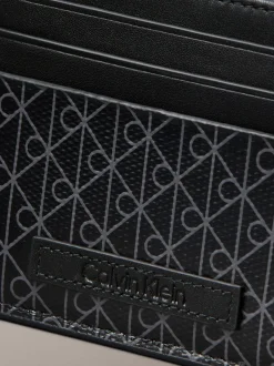 Portemonnees|Calvin Klein - Allover Monogram Logo Card Holder Zwart