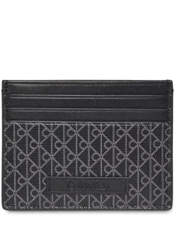 Portemonnees|Calvin Klein - Allover Monogram Logo Card Holder Zwart