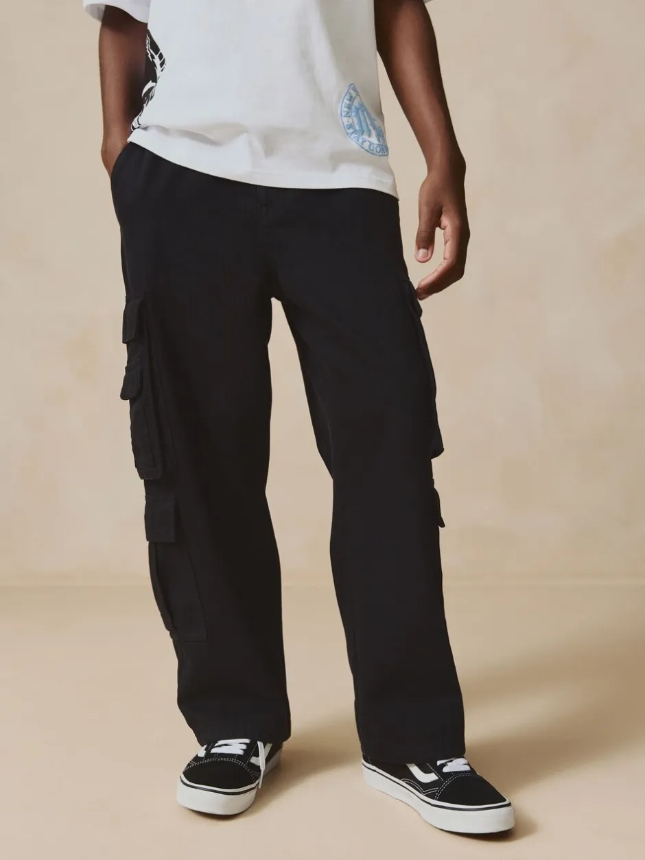 Broeken En Chino's|Next - Cargo broek van geweven twill-katoen (3-16jr) Zwart