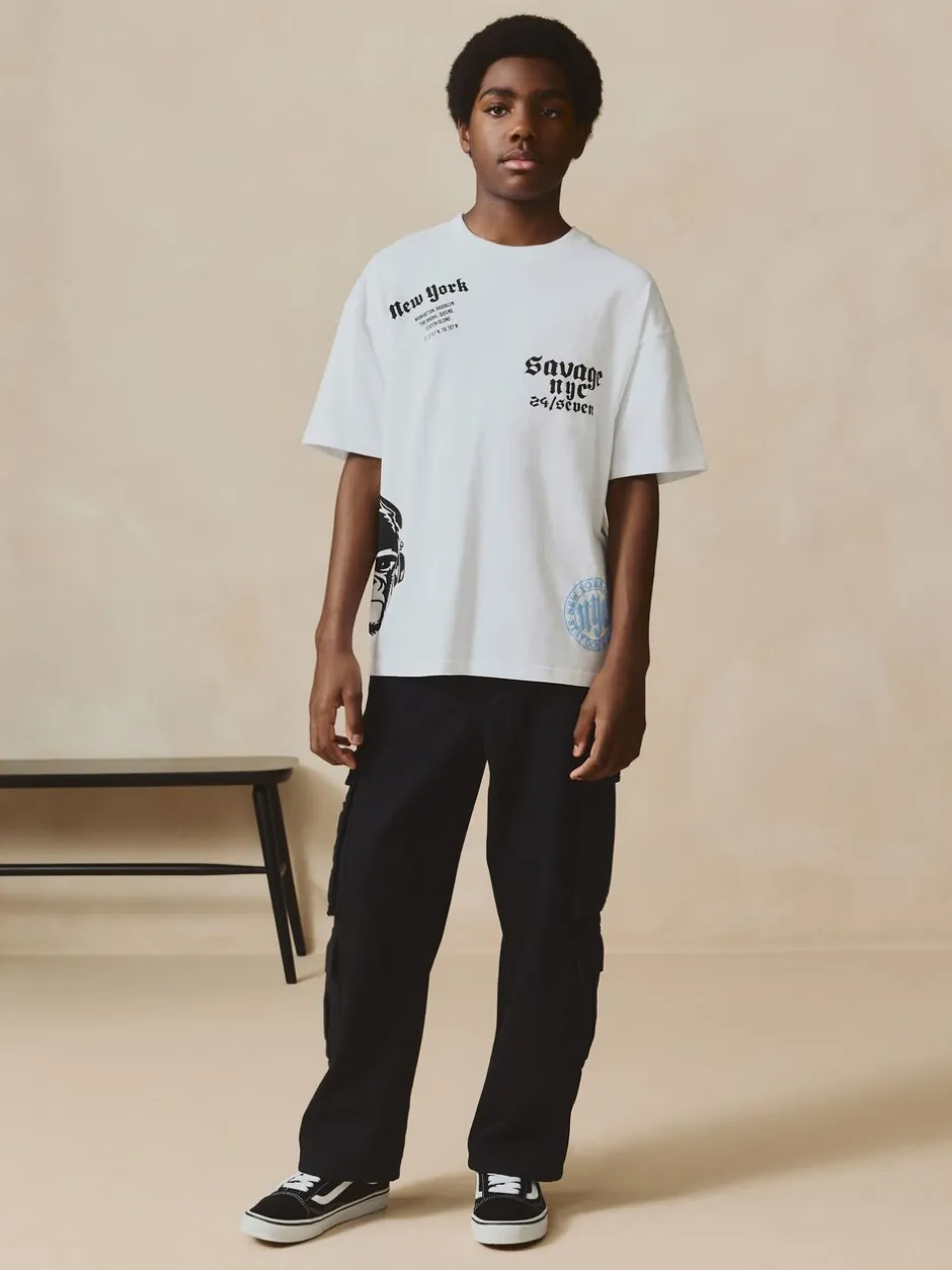 Broeken En Chino's|Next - Cargo broek van geweven twill-katoen (3-16jr) Zwart