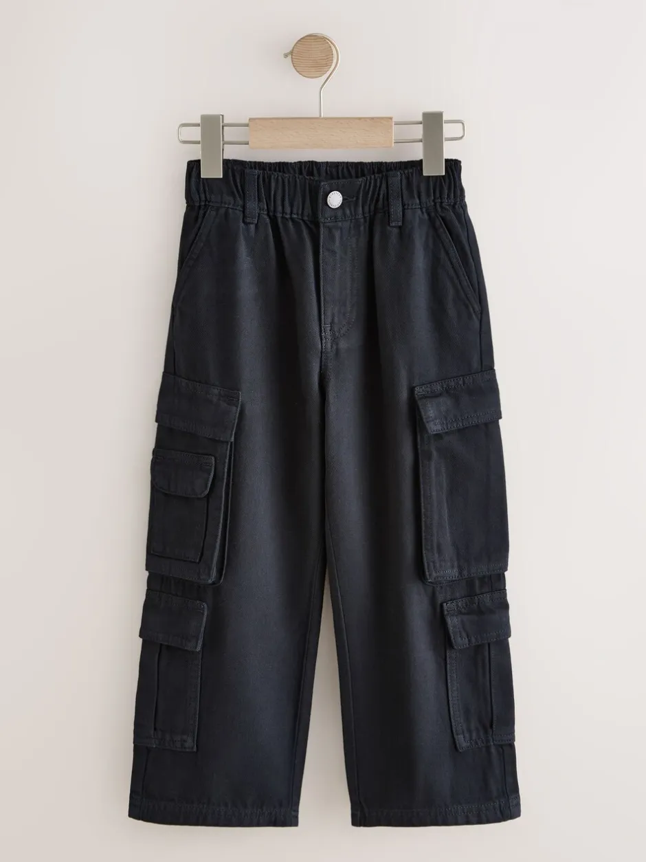 Broeken En Chino's|Next - Cargo broek van geweven twill-katoen (3-16jr) Zwart