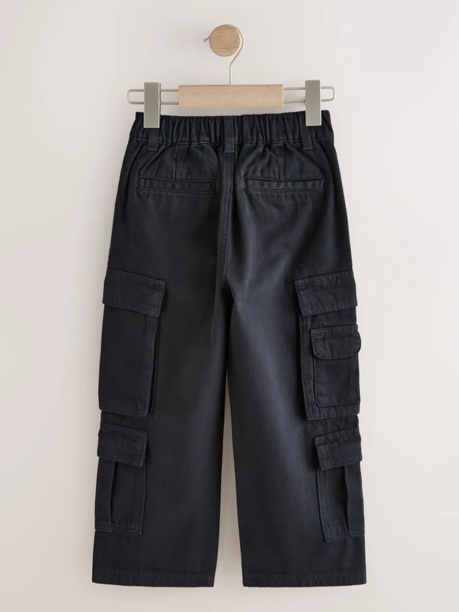 Broeken En Chino's|Next - Cargo broek van geweven twill-katoen (3-16jr) Zwart