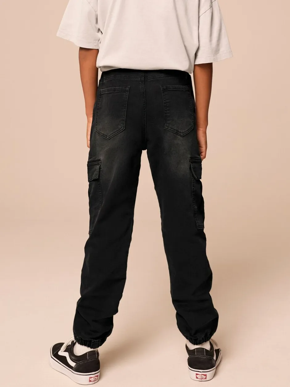 Jeans*Next - Cargo jeans met elastische taille (3-16 jr) Zwart