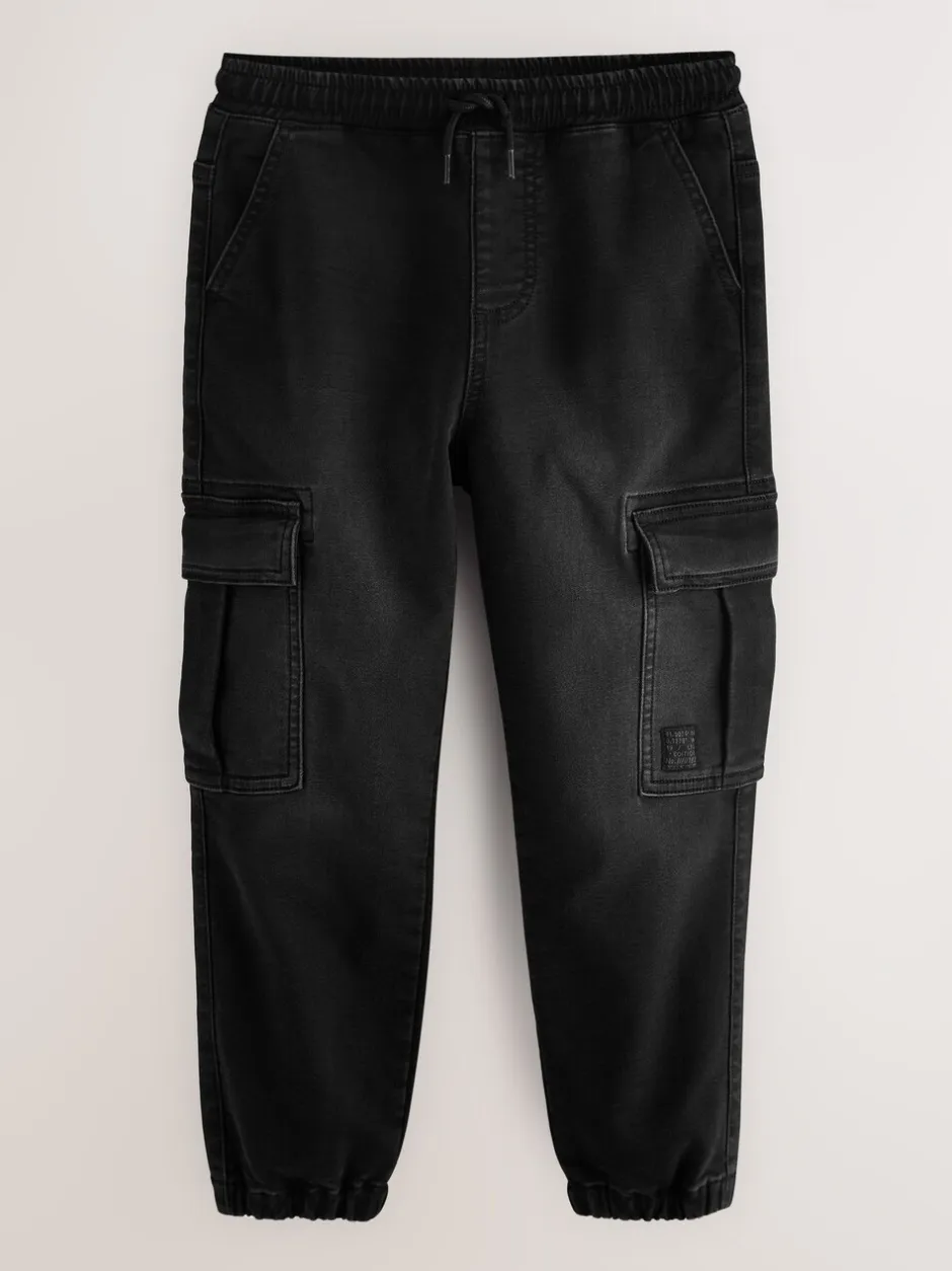 Jeans*Next - Cargo jeans met elastische taille (3-16 jr) Zwart